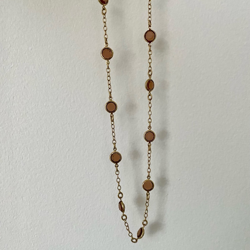 J.Crew Long Purple Gem and Gold Necklace